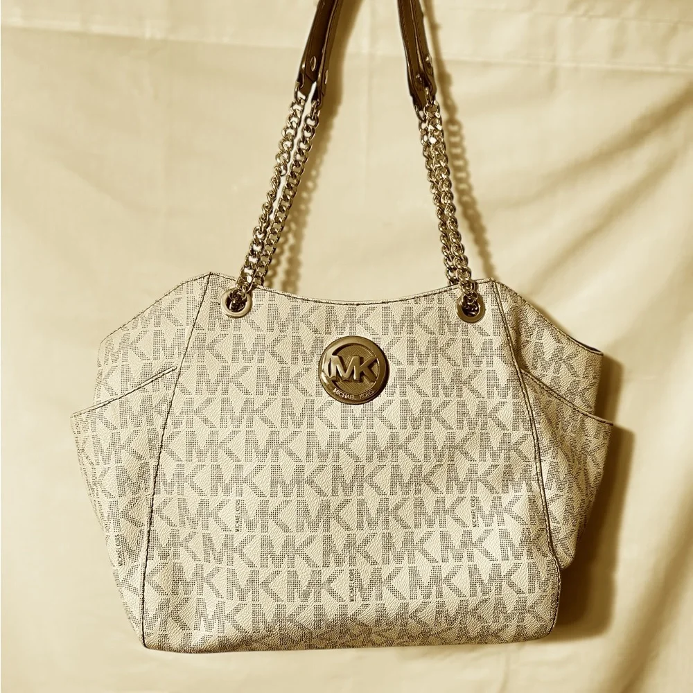 Michael Kors Cream Monogram Shoulder Bag